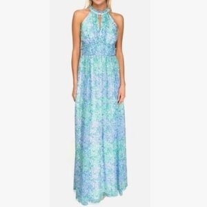 Shoshanna Printed Esther Maxi Halter Dress size 6.